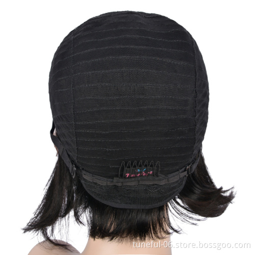Tuneful human hair natural black short length unprocessed factory price 100% Brazilian lace front wigs best sell for black women